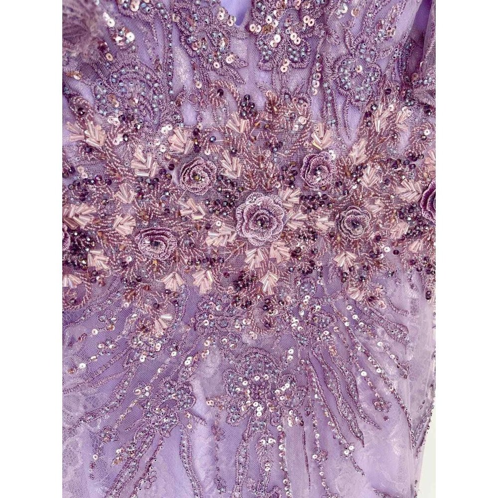 NWT MAC DUGGAL FLUTTER SLEEVE EMBELLISHED VINTAGE FORMAL LONG GOWN LILAC PURPLE - Picture 5 of 7